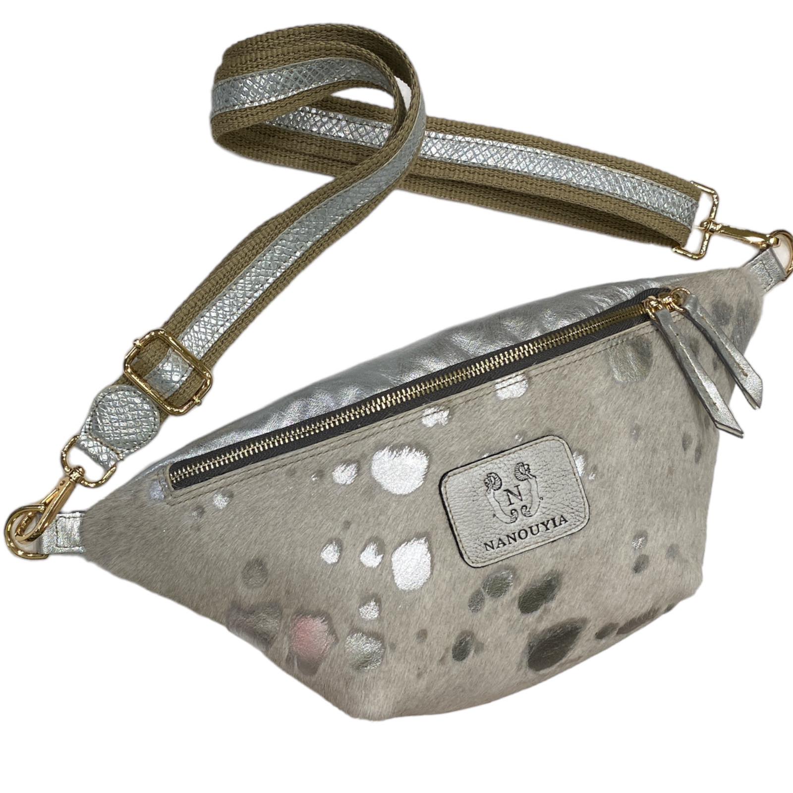 REGURAL.ART OFF WHITE WITH SILVER LEATHER  BELT BAG