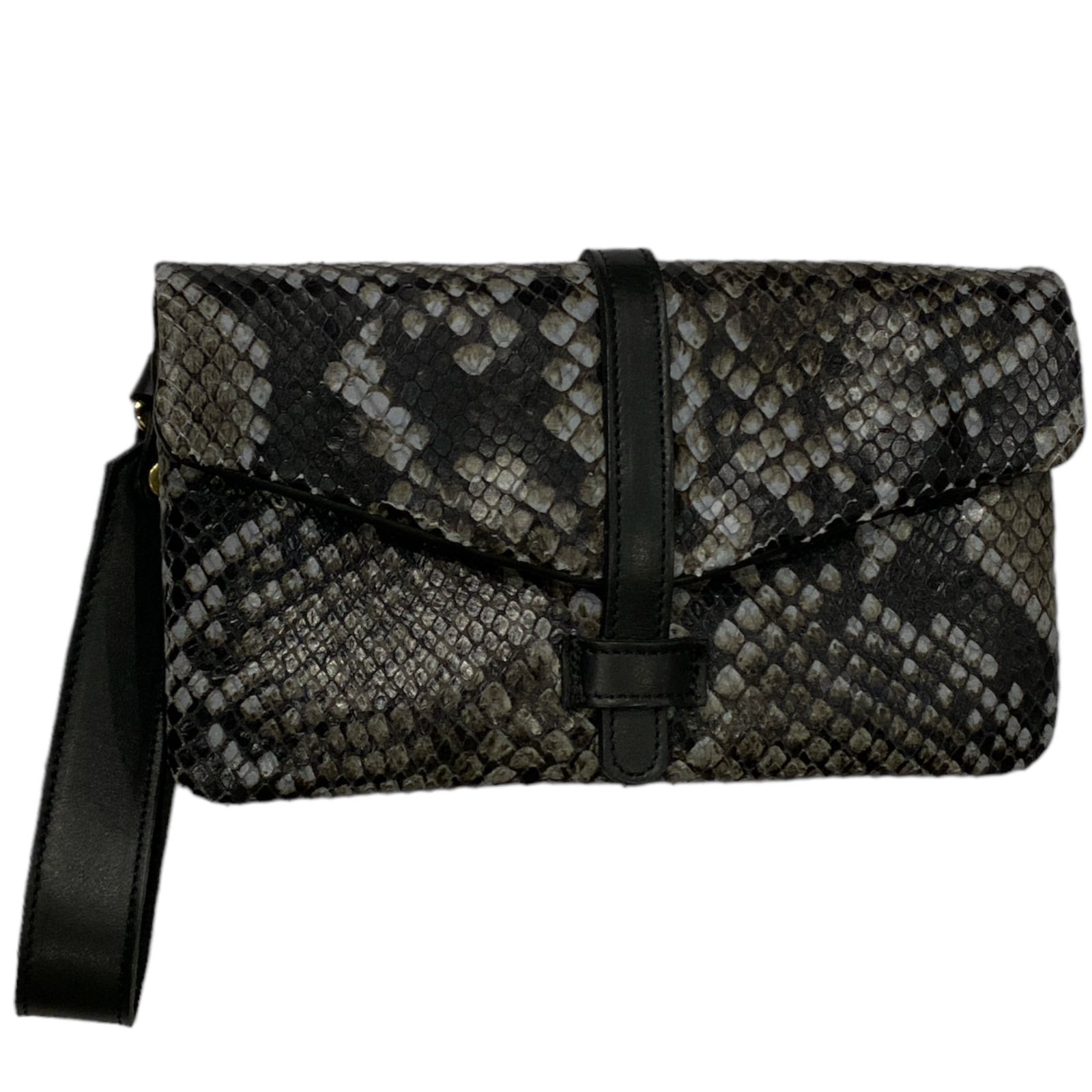 ALINA. BLACK "SNAKE-PRINT" MULTISPACE LEATHER WALLET PURSE