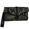ALINA. BLACK "SNAKE-PRINT" MULTISPACE LEATHER WALLET PURSE