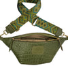 OLIVE GREEN 3D LEATHER REGURAL BELT BAG