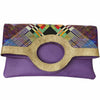 CIRCLE FLAT. PURPLE LEATHER ART MESSENGER BAG