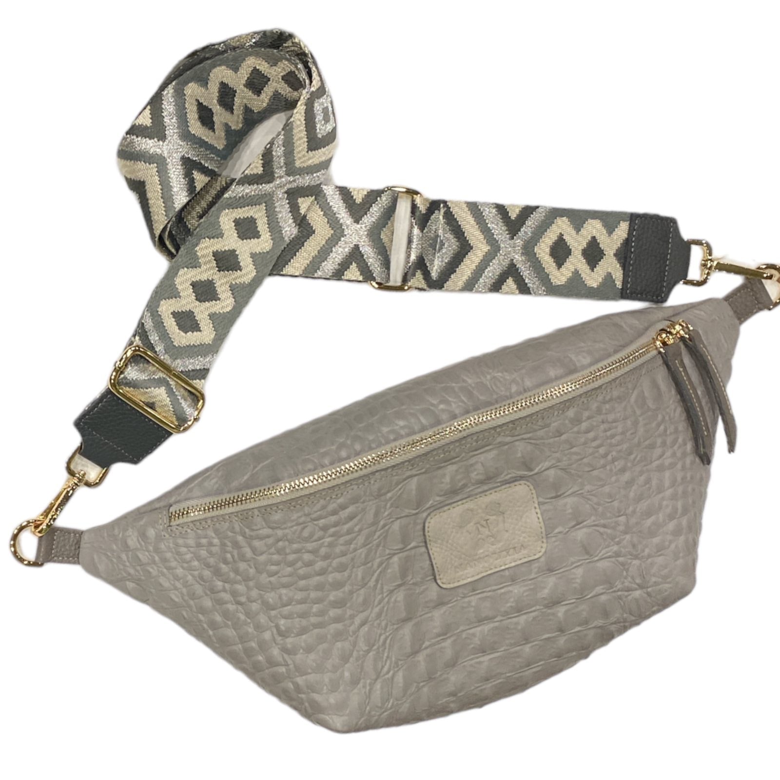 XL. GREY 3D STATEMENT BELT BAG