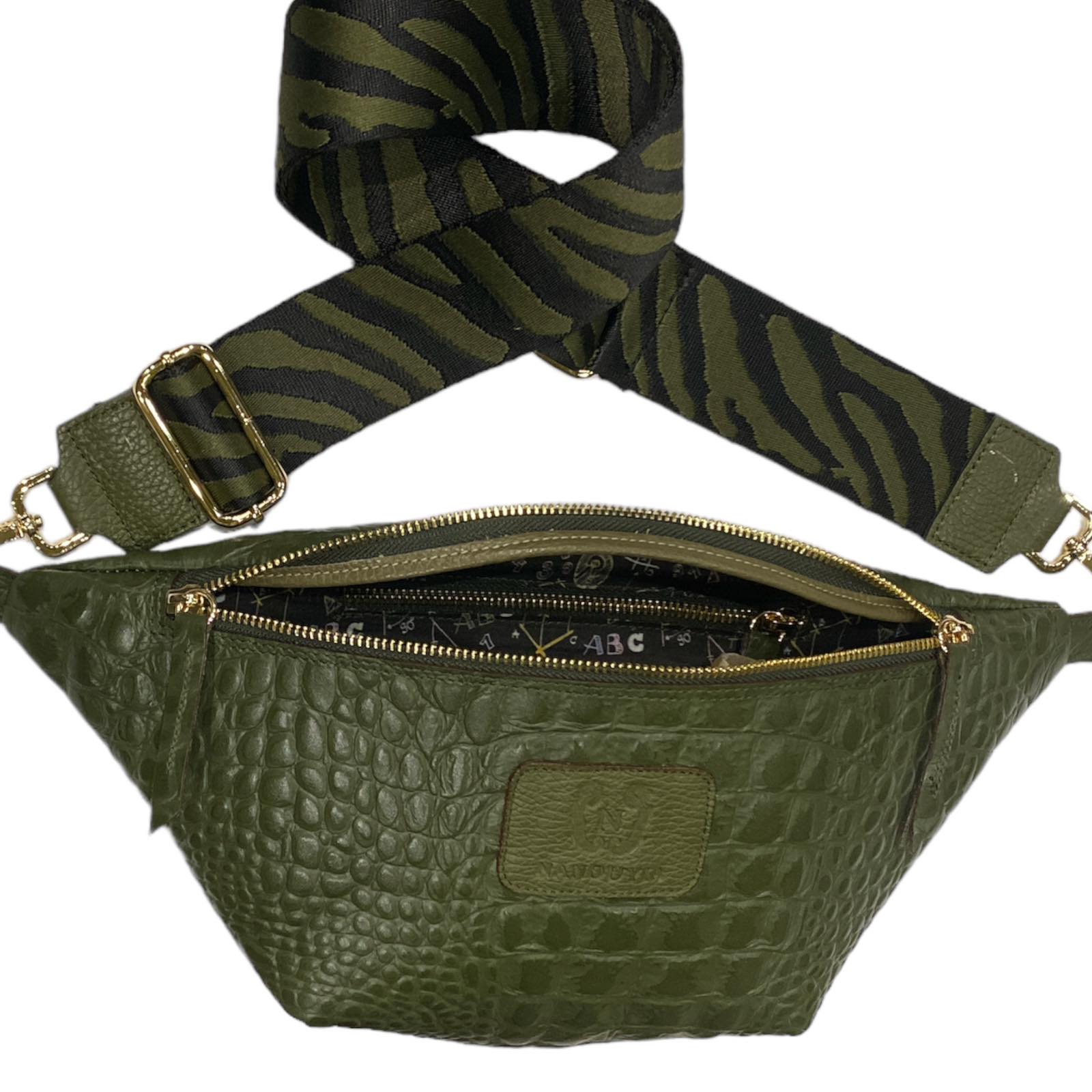 REGULAR.OLIVE GREEN 3D LEATHER REGURAL BELT BAG