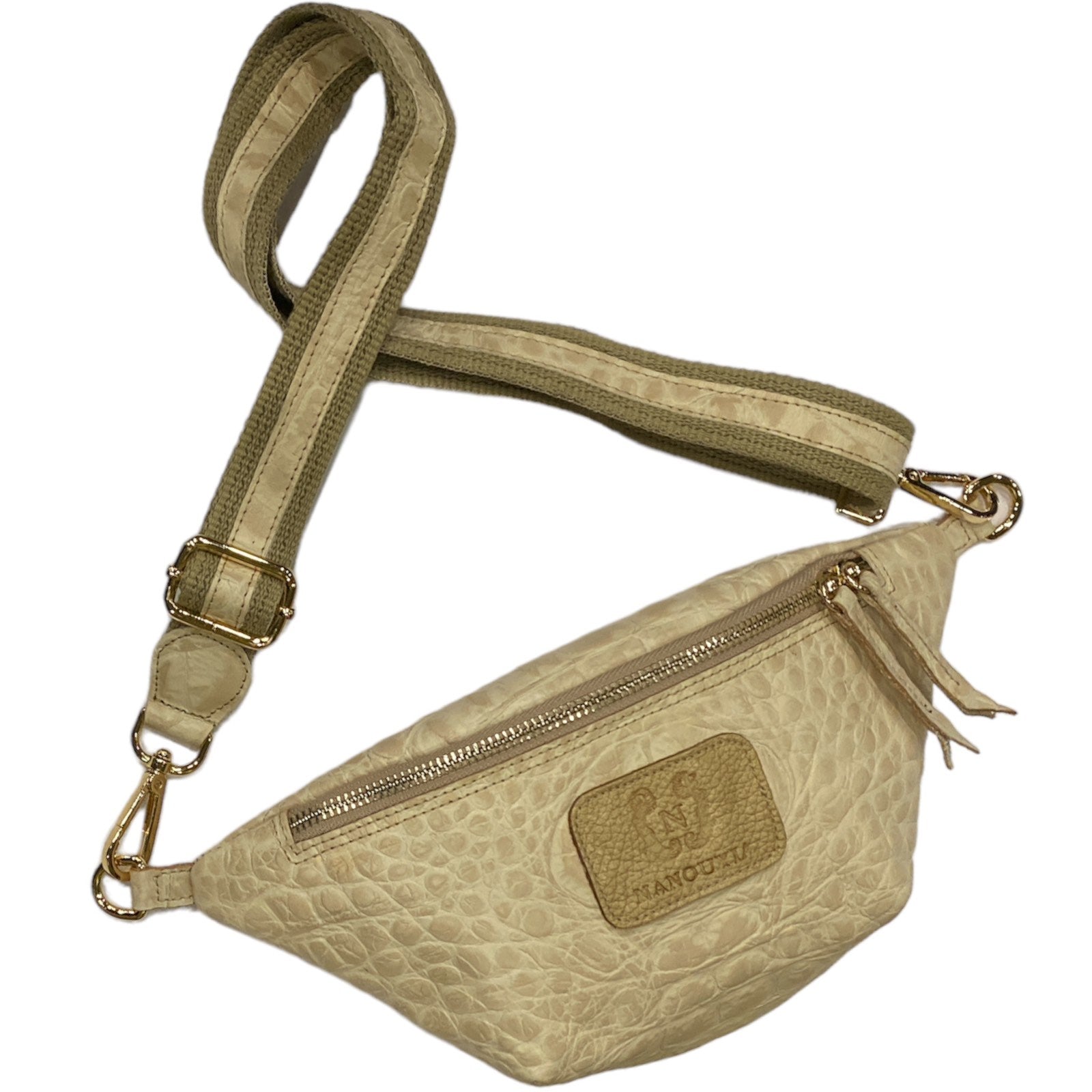MINI. BEIGE 3D LEATHER BELT BAG