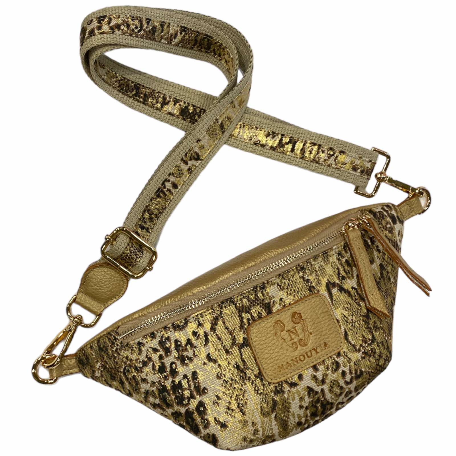 MINI. GOLD ANIMAL PRINT BELT BAG