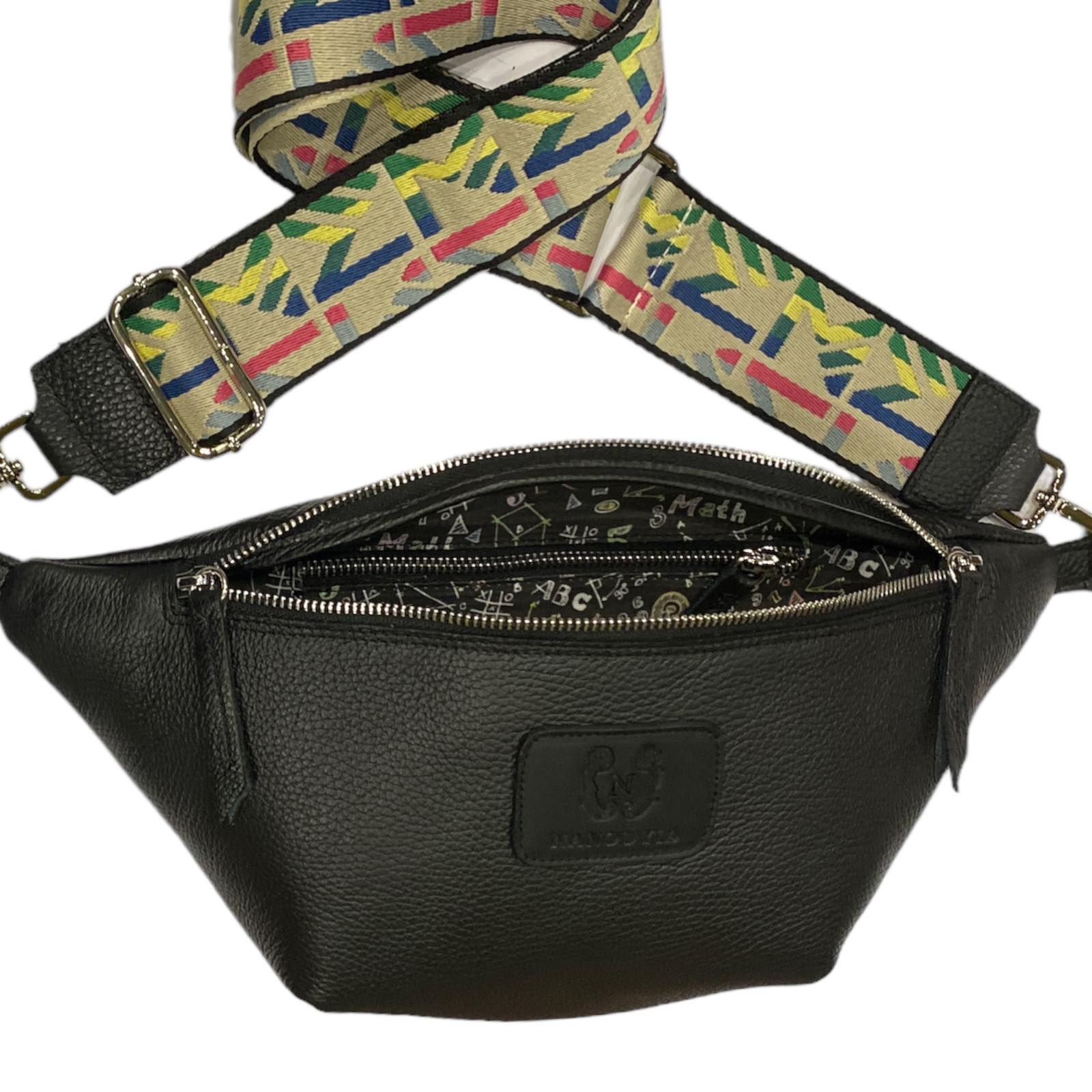 REGULAR.BLACK MINIMAL LEATHER BELT BAG