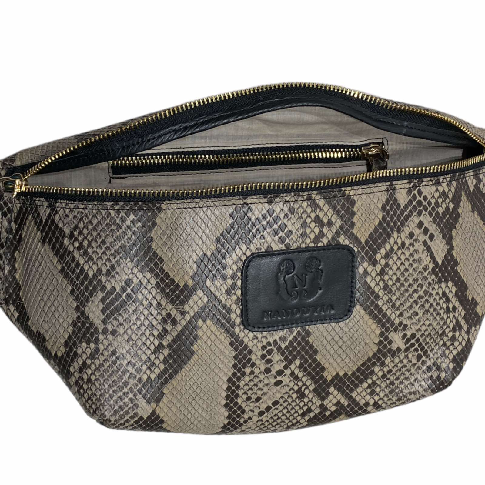 XL GREY SNAKE-PRINT STATEMENT BELT BAG