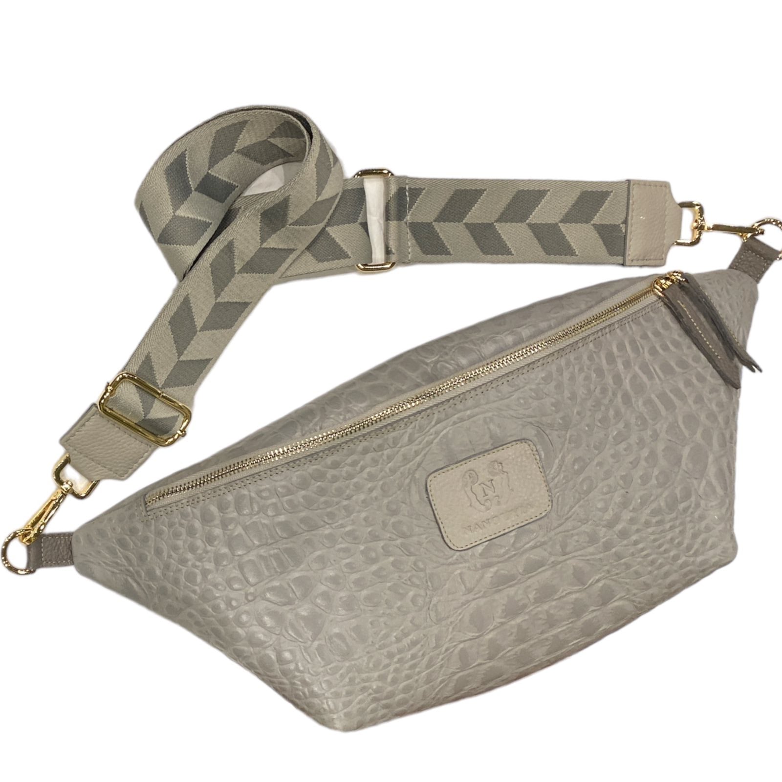 XXL GREY 3D LEATHER STATMENT BELT BAG