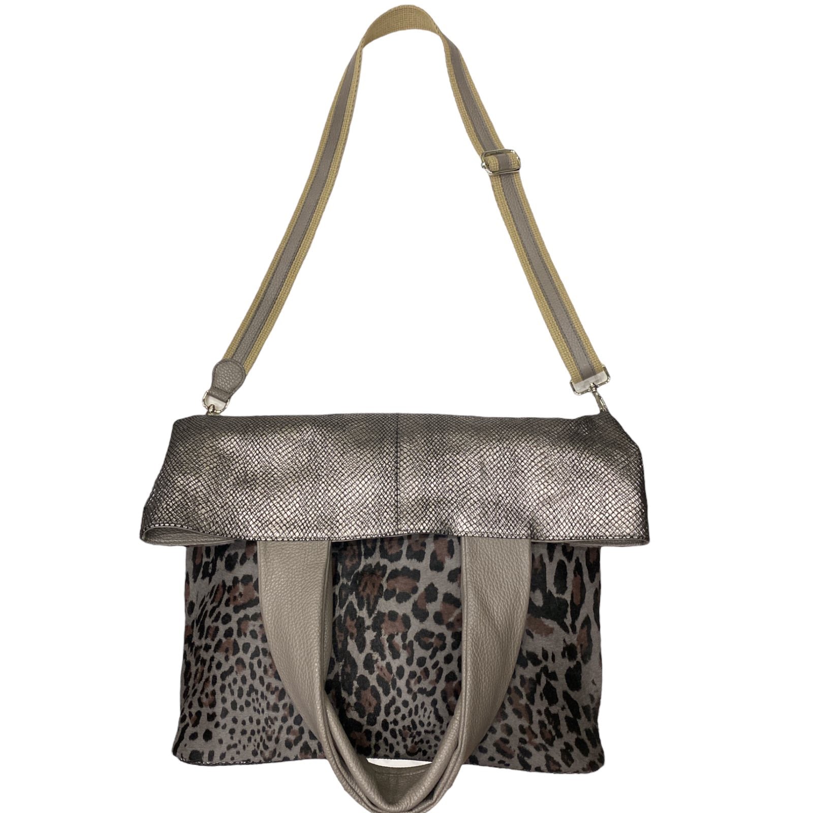 JOANNA. ART GREY LEO-PRINT LEATHER 1 AND ONLY BAG