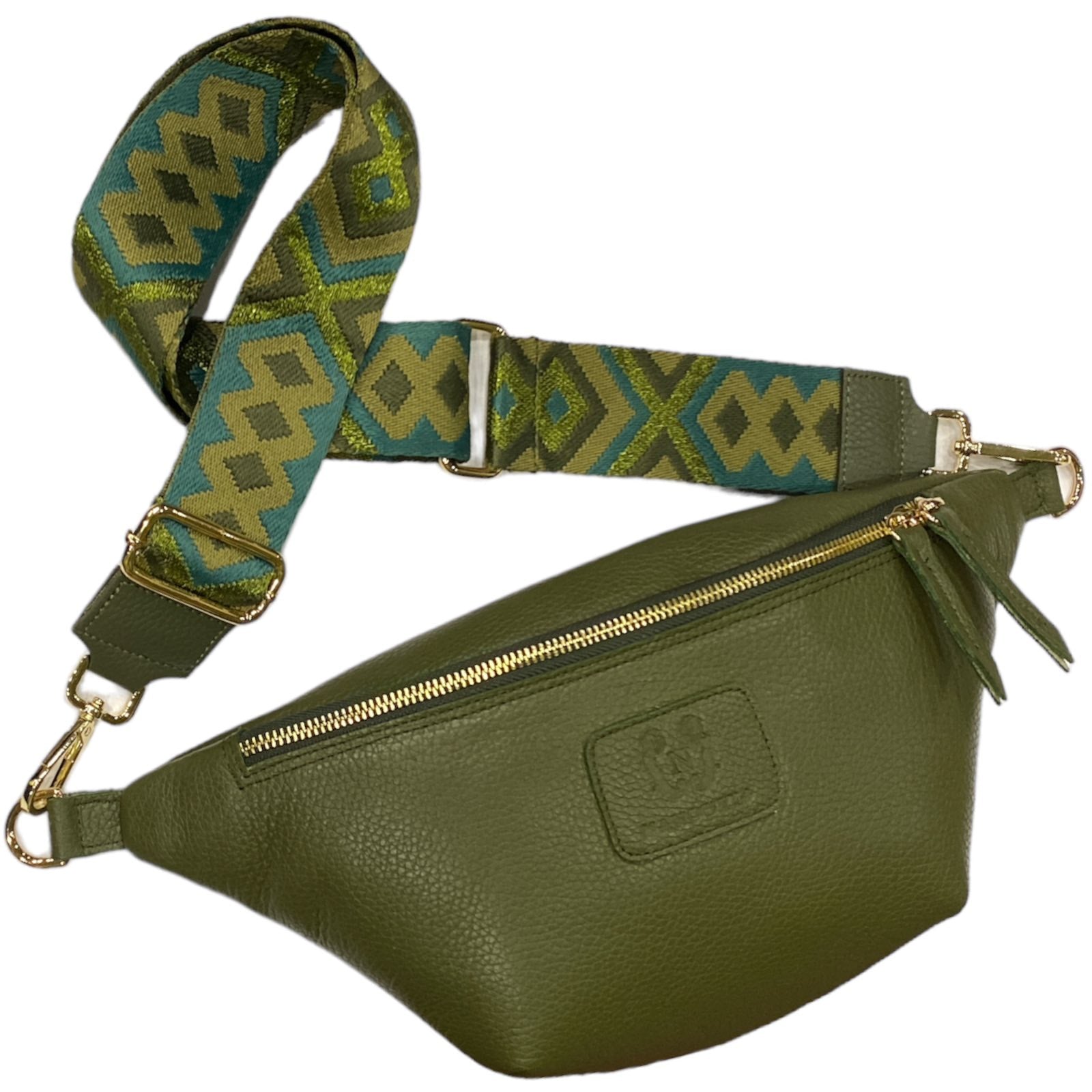 REGULAR.OLIVE GREEN LEATHER BELT BAG