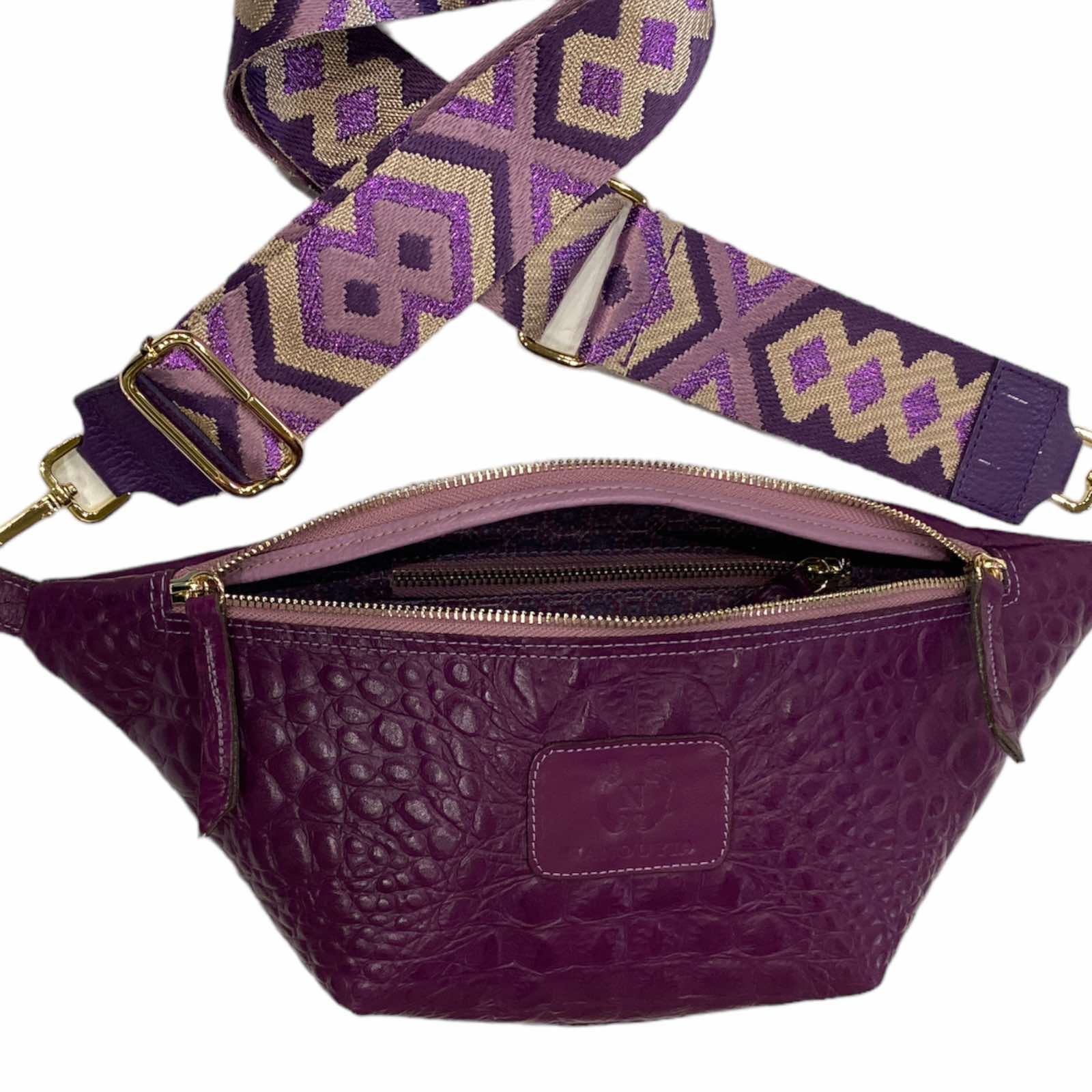 MAGENTA 3D FLASH LEATHER REGURAL BELT BAG