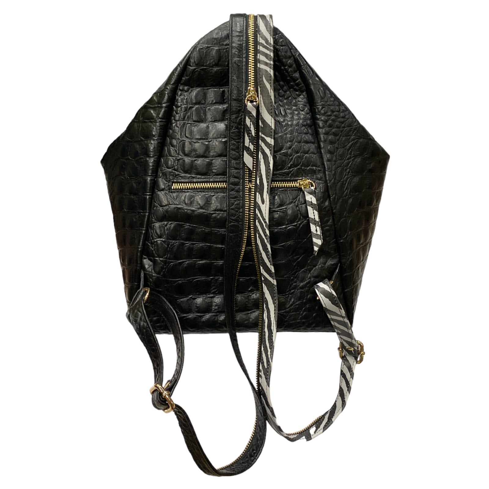NIOVI. BLACK 3D LEATHER BACKPACK