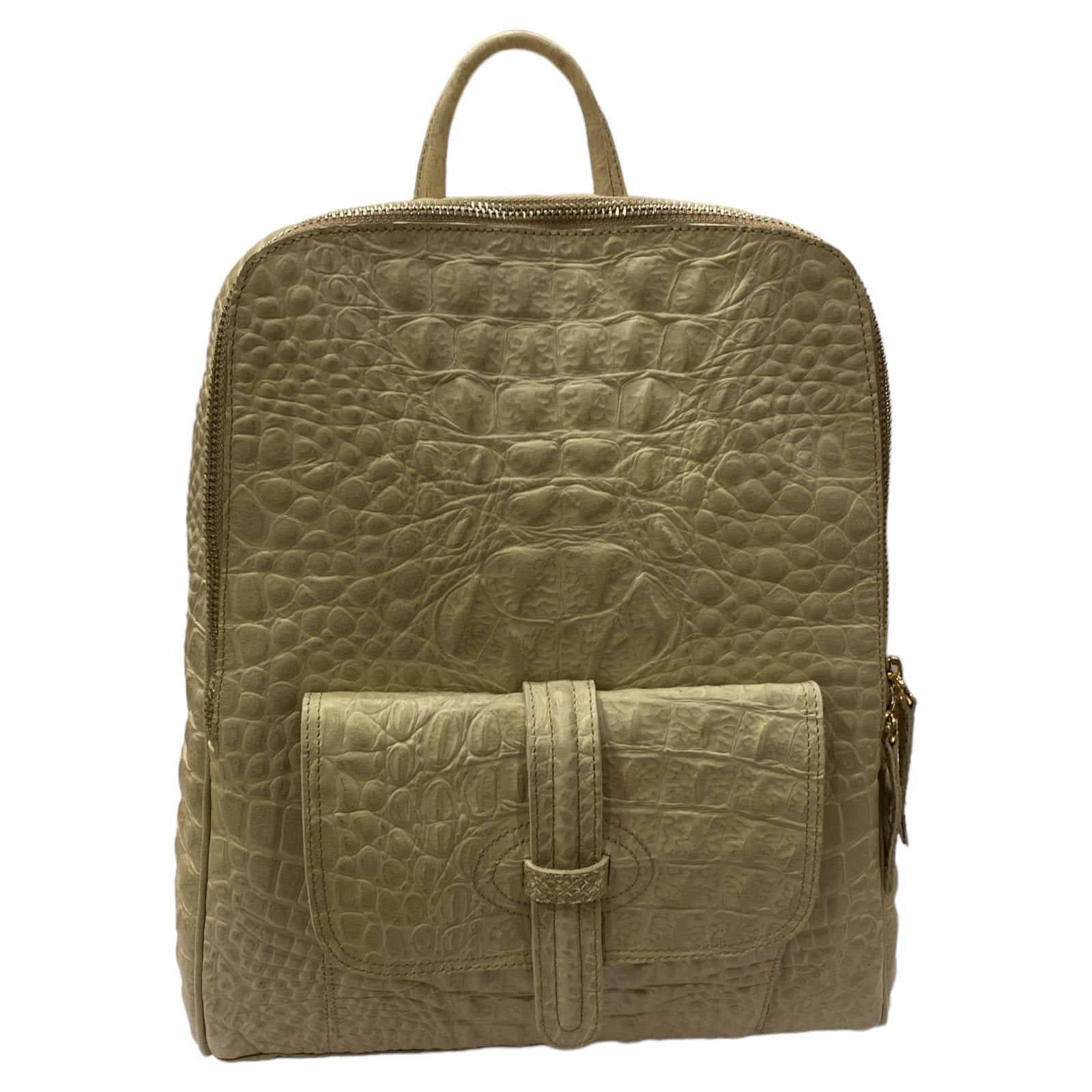 SCOPELOS. BEIGE 3D LEATHER ART BACKPACK