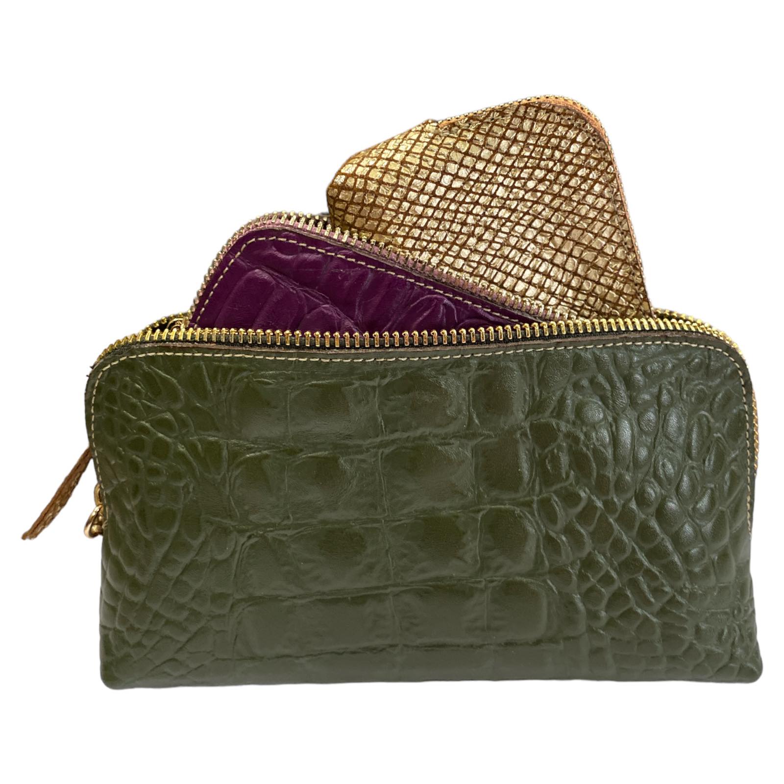 CAROUZOU BOX TRIO OLIVE GREEN AND MAGENTA SET