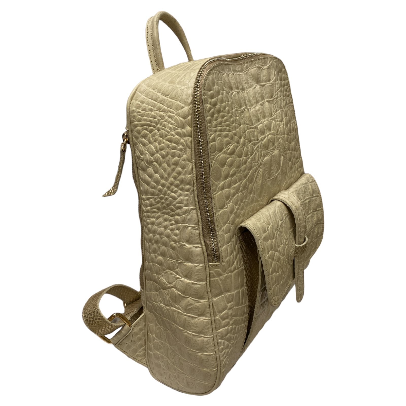 SCOPELOS. BEIGE 3D LEATHER ART BACKPACK