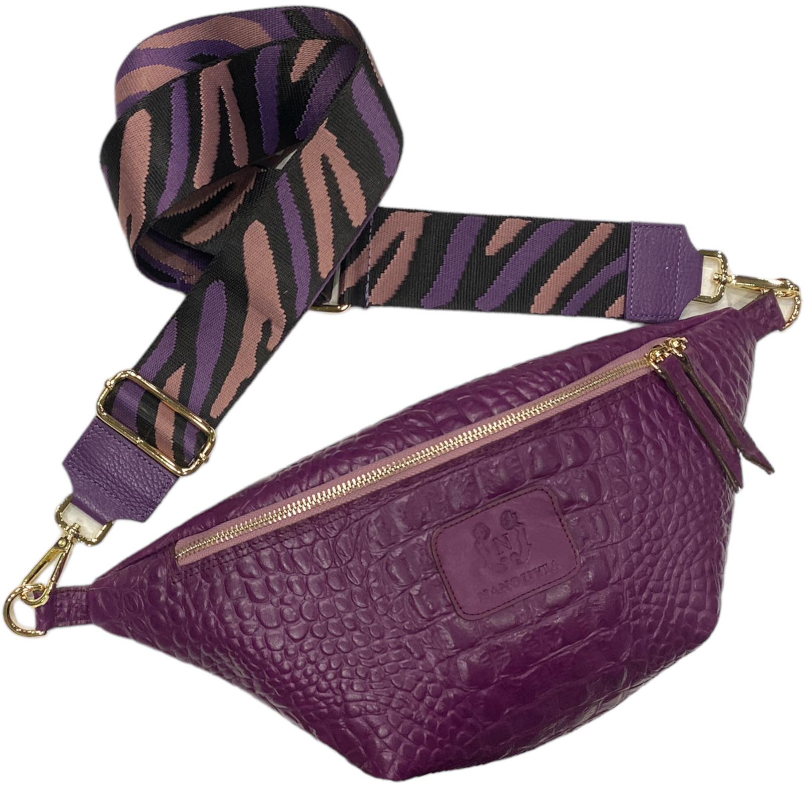REGURAL. MAGENTA 3D FLASH LEATHER REGURAL BELT BAG
