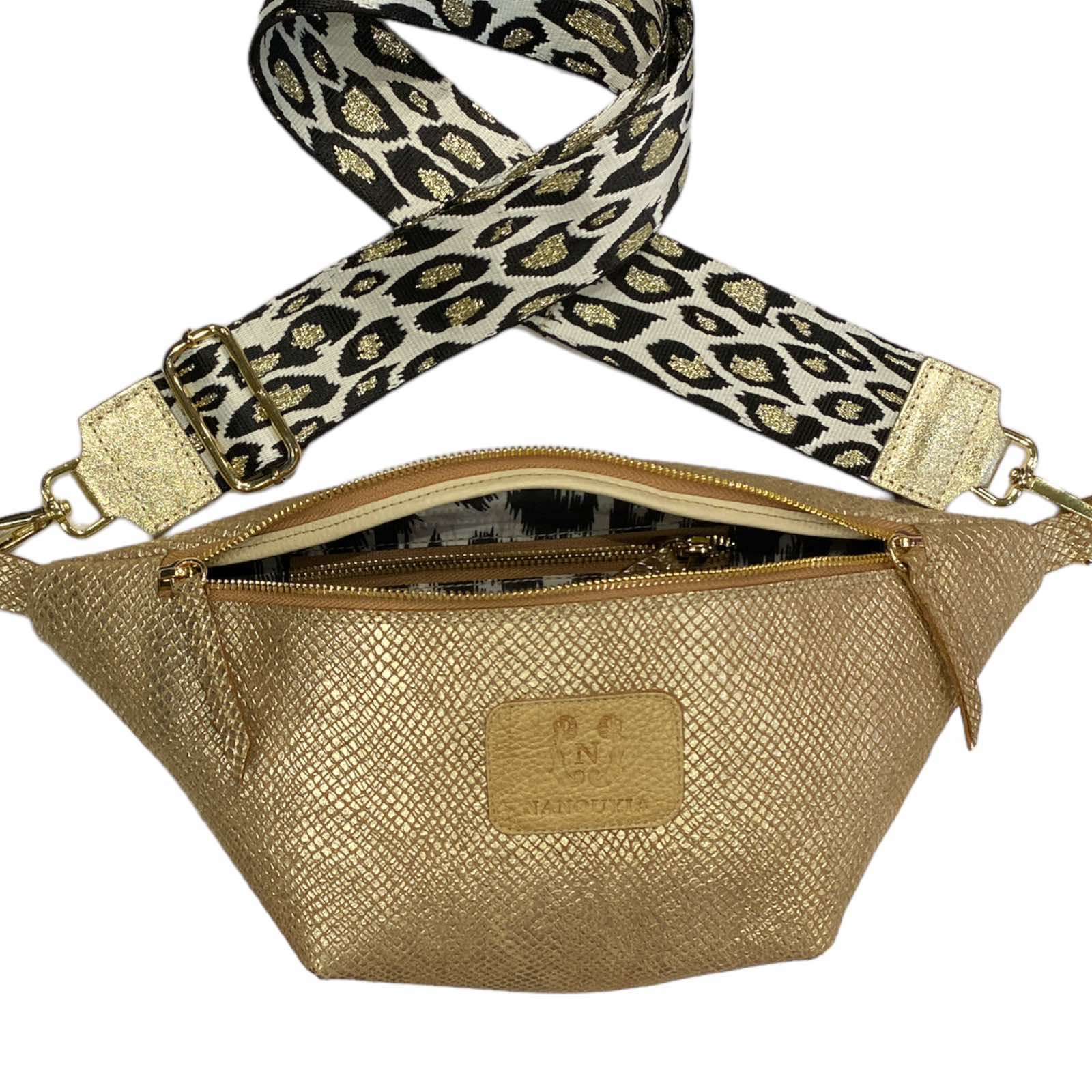 REGULAR. GOLD ART LEATHER BELT BAG