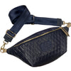 XL.NAVY BLUE QUILTED STATEMENT BELT BAG