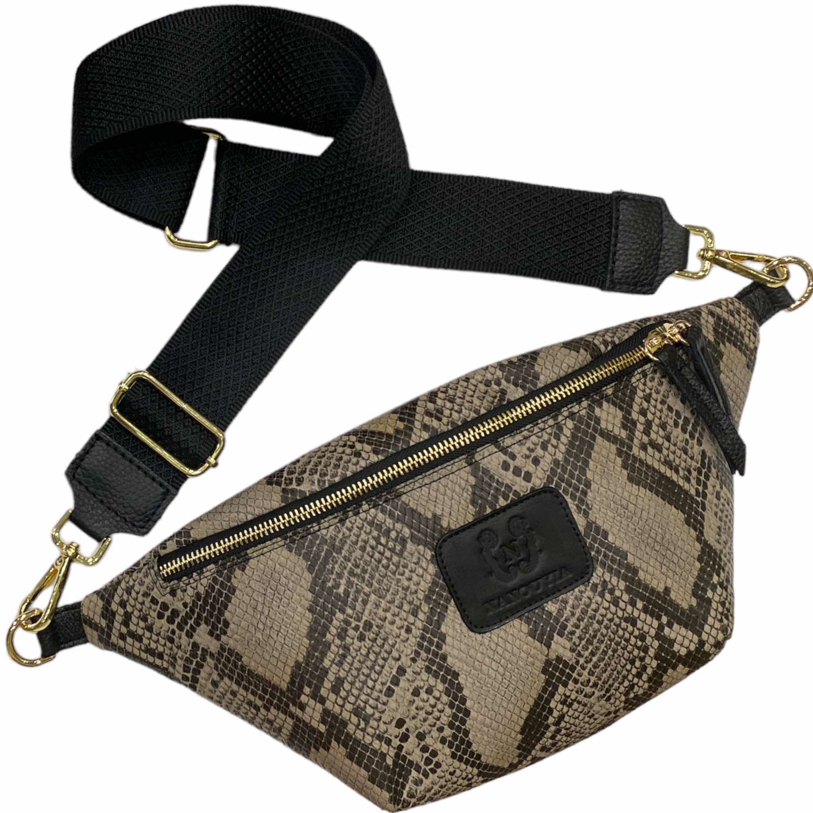 REGURAL SNAKE-PRINT LEATHER BELT BAG