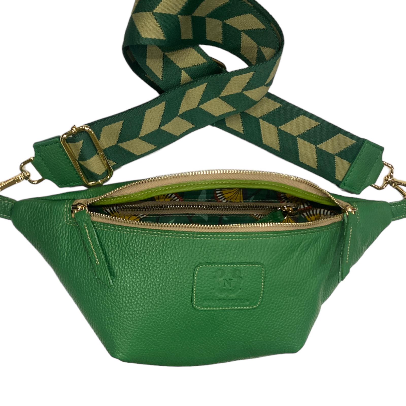 REGULAR.GREEN LEATHER BELT BAG