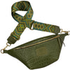OLIVE GREEN 3D LEATHER REGURAL BELT BAG