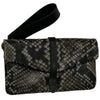 ALINA. BLACK "SNAKE-PRINT" MULTISPACE LEATHER WALLET PURSE