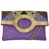 CIRCLE FLAT. PURPLE LEATHER ART MESSENGER BAG