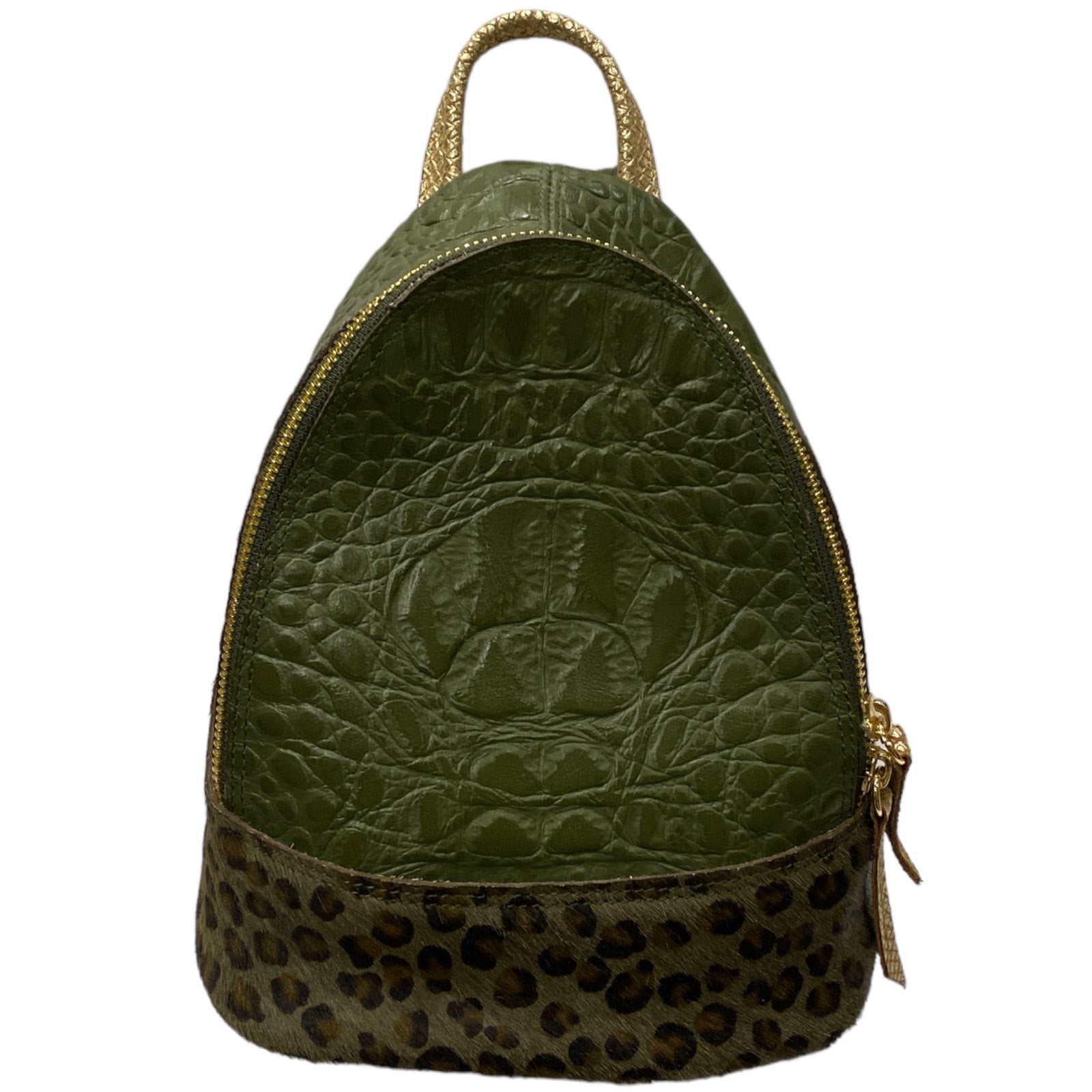 AGAPI SM. OLIVE GREEN 3D LEATHER BACKPACK