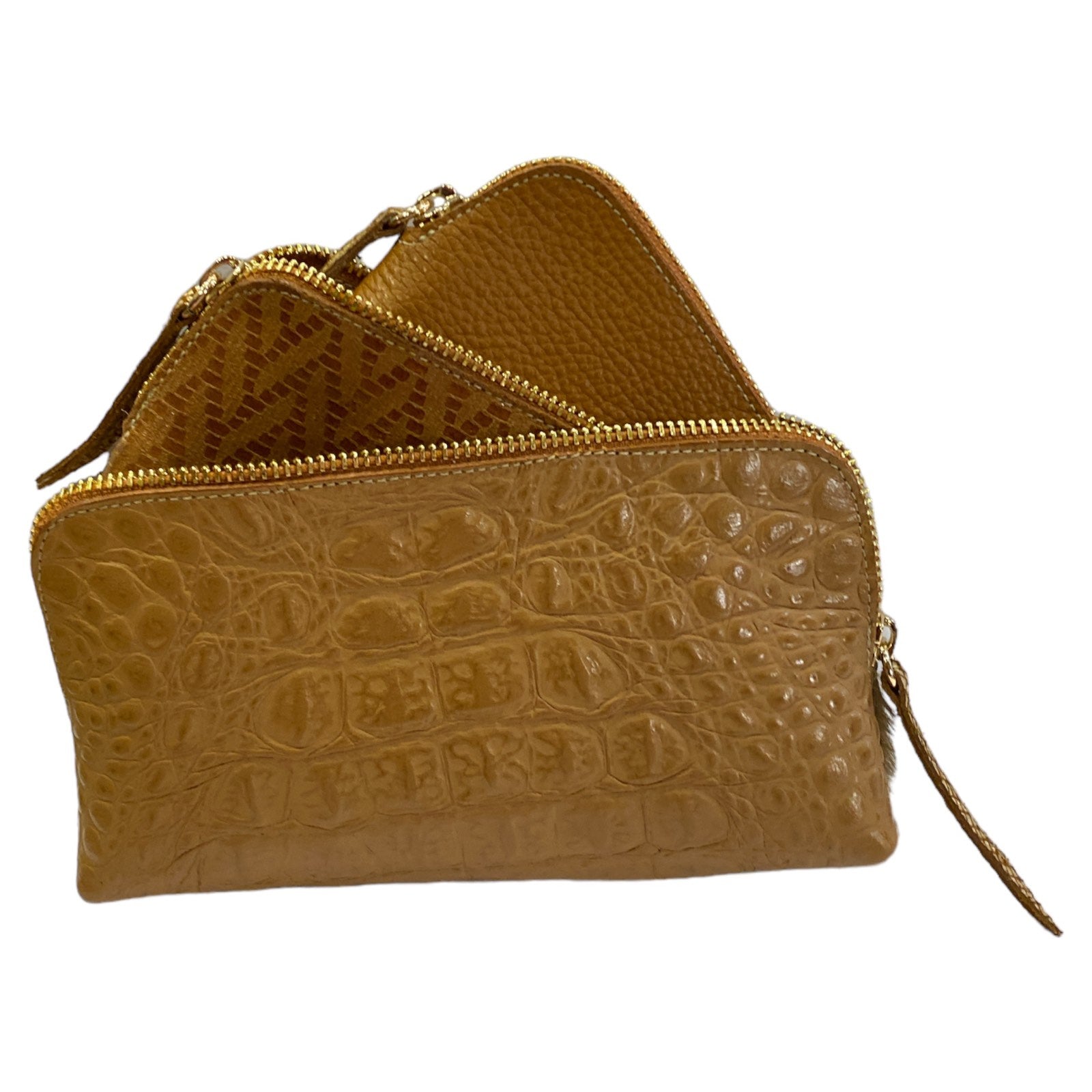 CAROUZOU BOX TRIO SET box CAMEL AND GOLD CALF-HAIR