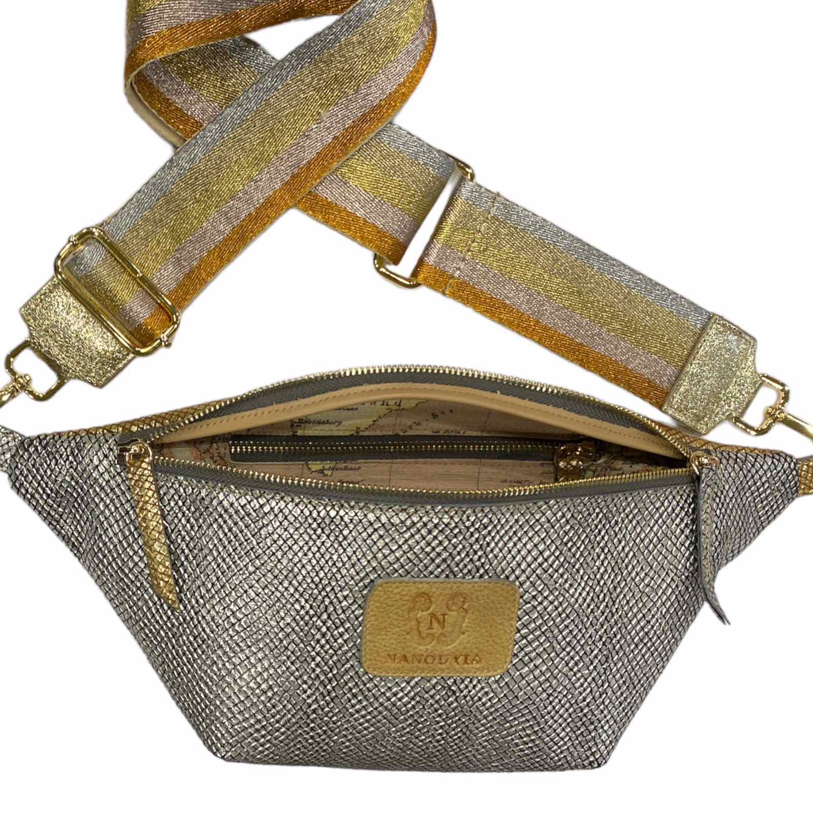 REGULAR.SILVER AND GOLD LEATHER BELT BAG