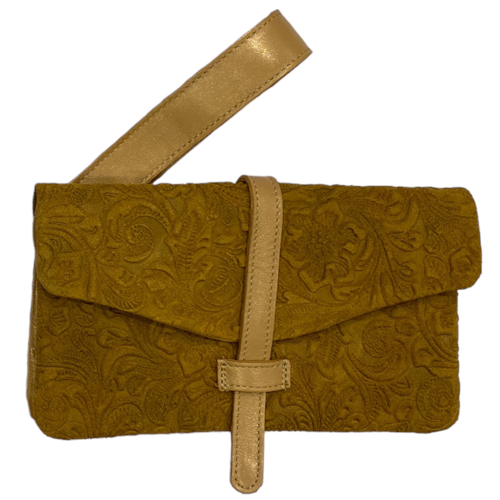 ALINA. CAMEL 3D FLOWER MULTISPACE LEATHER WALLET PURSE