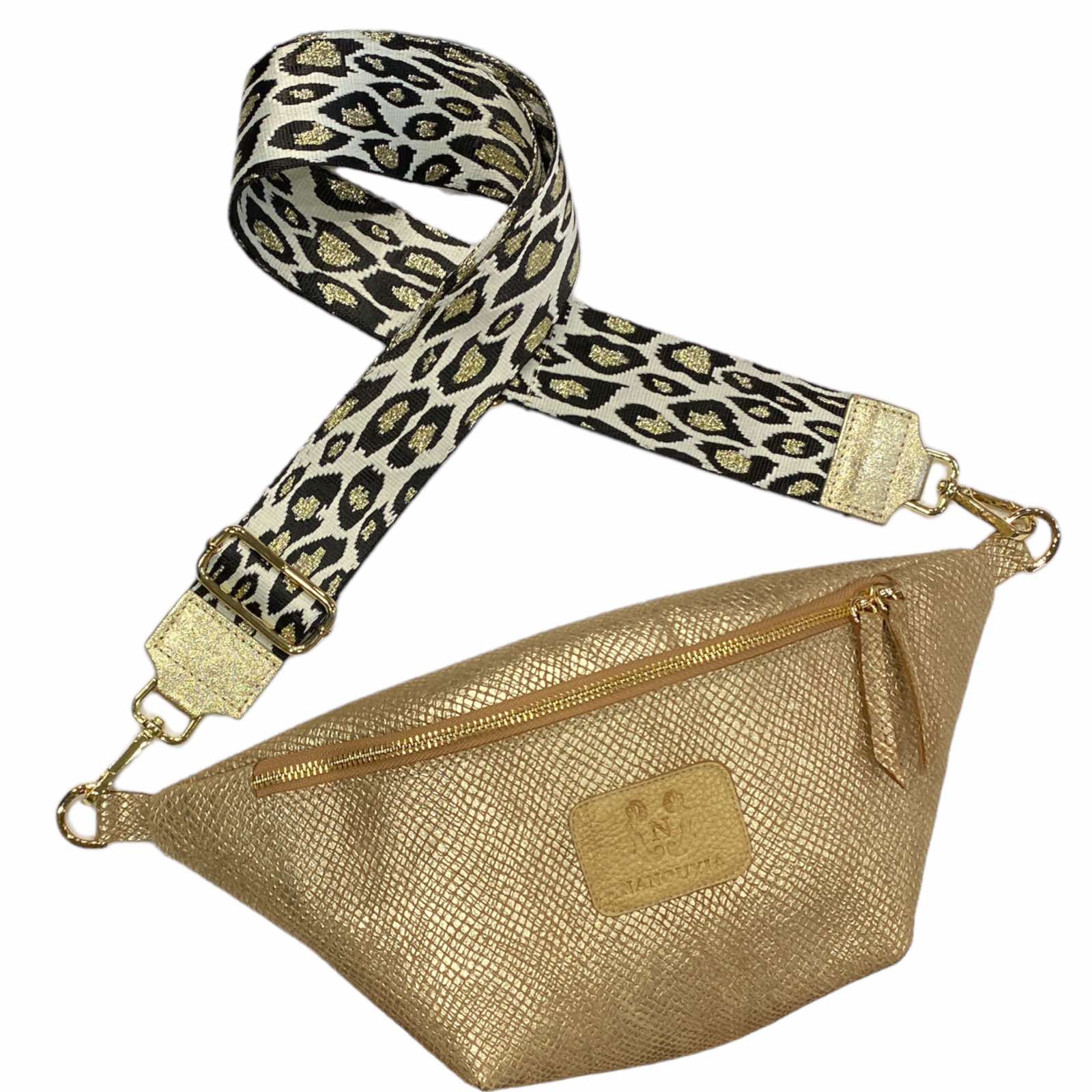 REGULAR. GOLD ART LEATHER BELT BAG