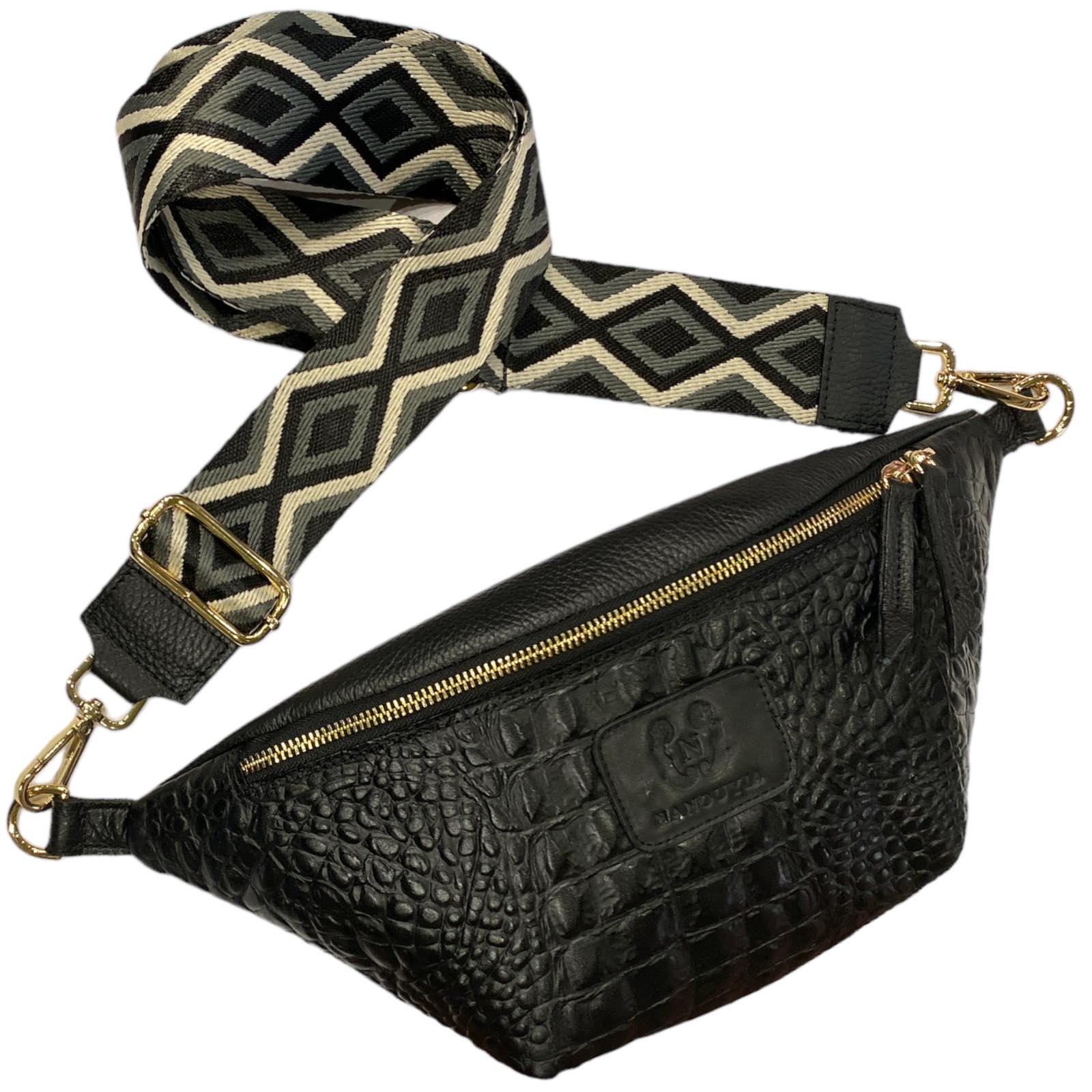 REGURAL.BLACK 3D LEATHER BELT BAG