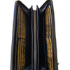 NAVY ART HANDWOVEN LEATHER ZIP AROUND WALLET