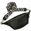 XL. BLACK MINIMAL LEATHER STATEMENT BELT BAG
