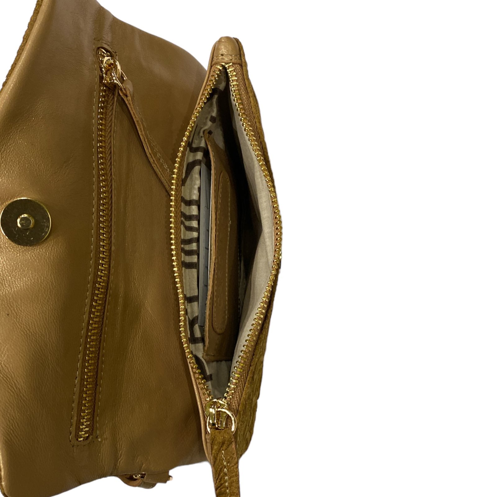 ALINA. CAMEL 3D FLOWER MULTISPACE LEATHER WALLET PURSE