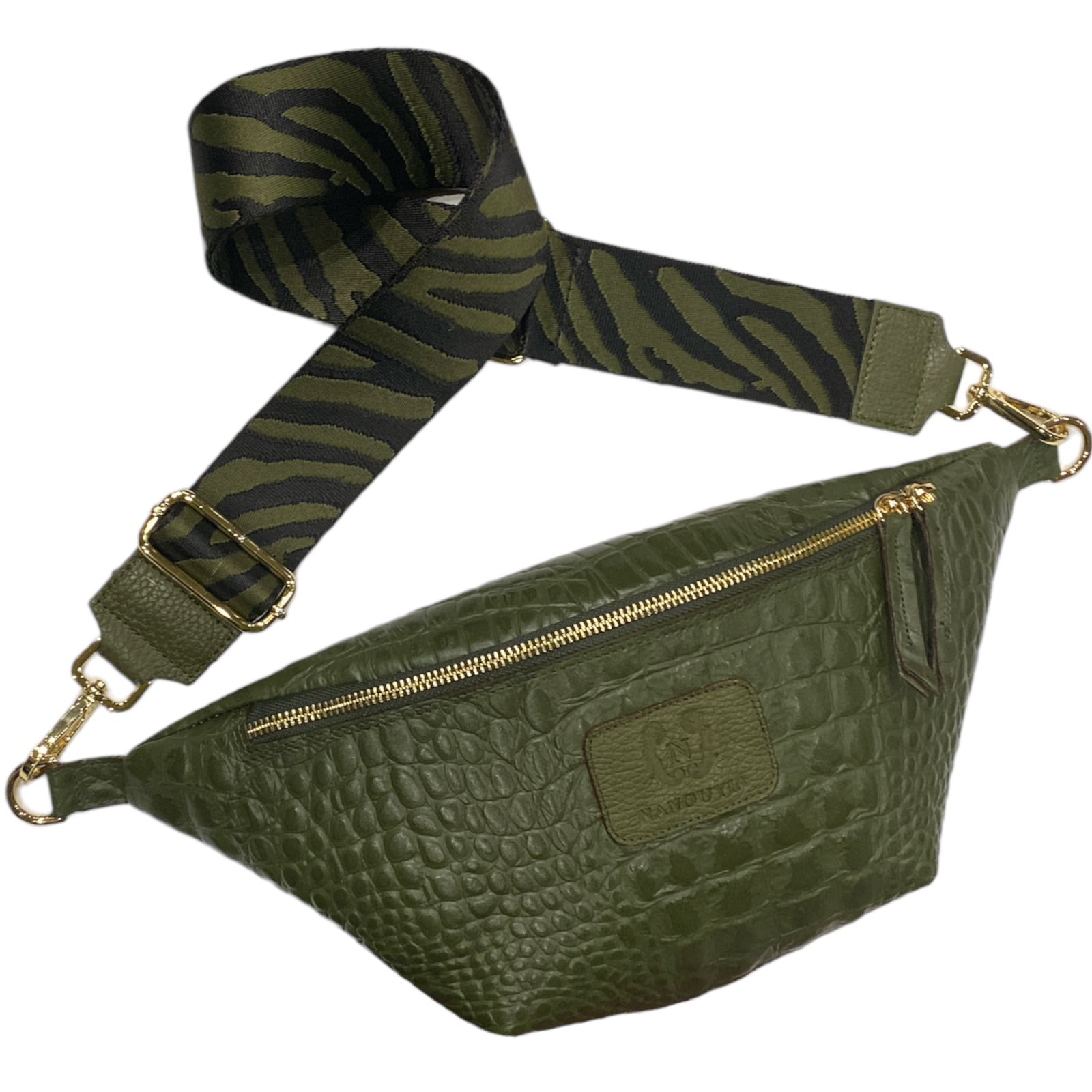 REGULAR.OLIVE GREEN 3D LEATHER REGURAL BELT BAG