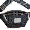 REGURAL. BLACK 3D LEATHER WITH GREY DETAILS BELT BAG