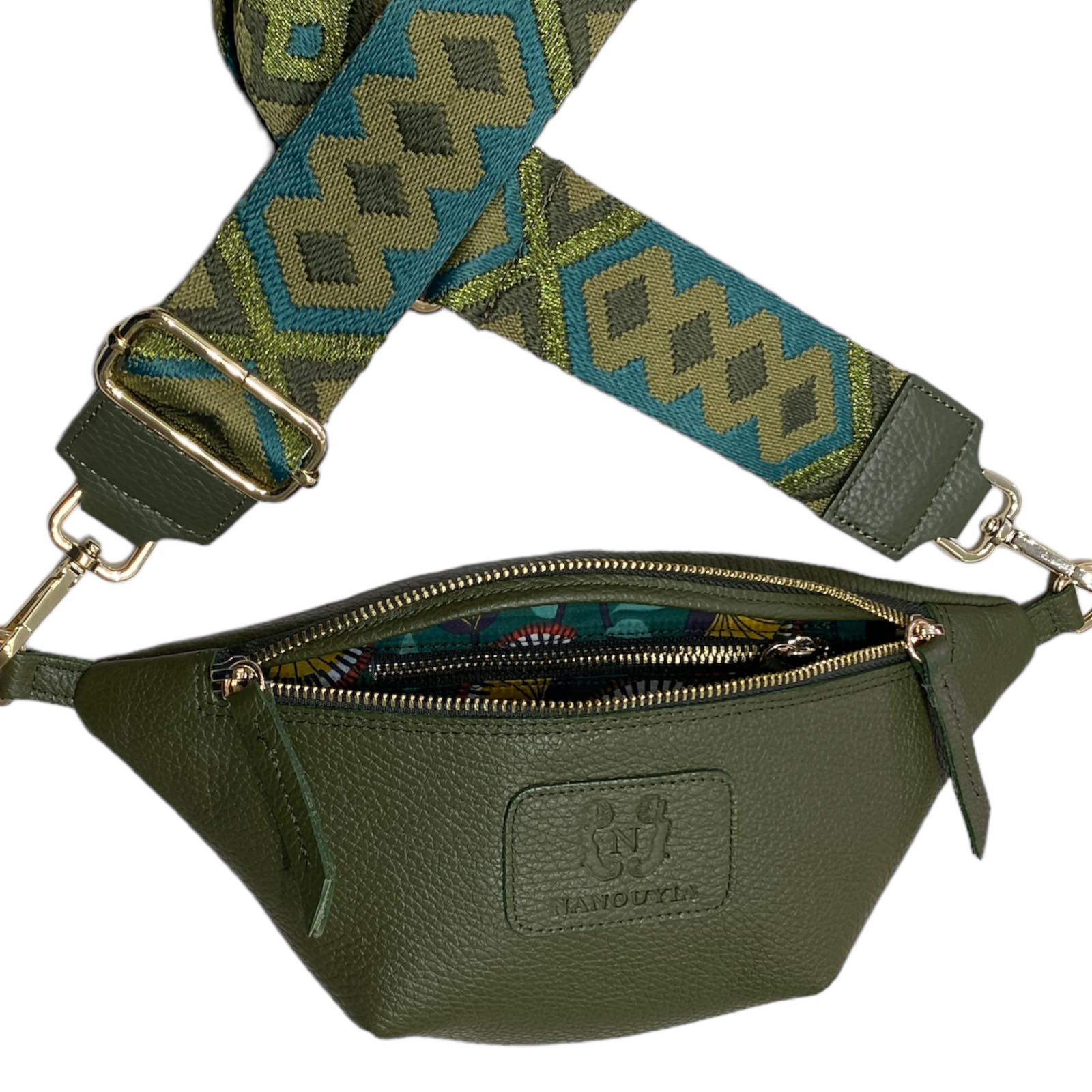 MINI OLIVE GREEN 3D LEATHER BELT BAG