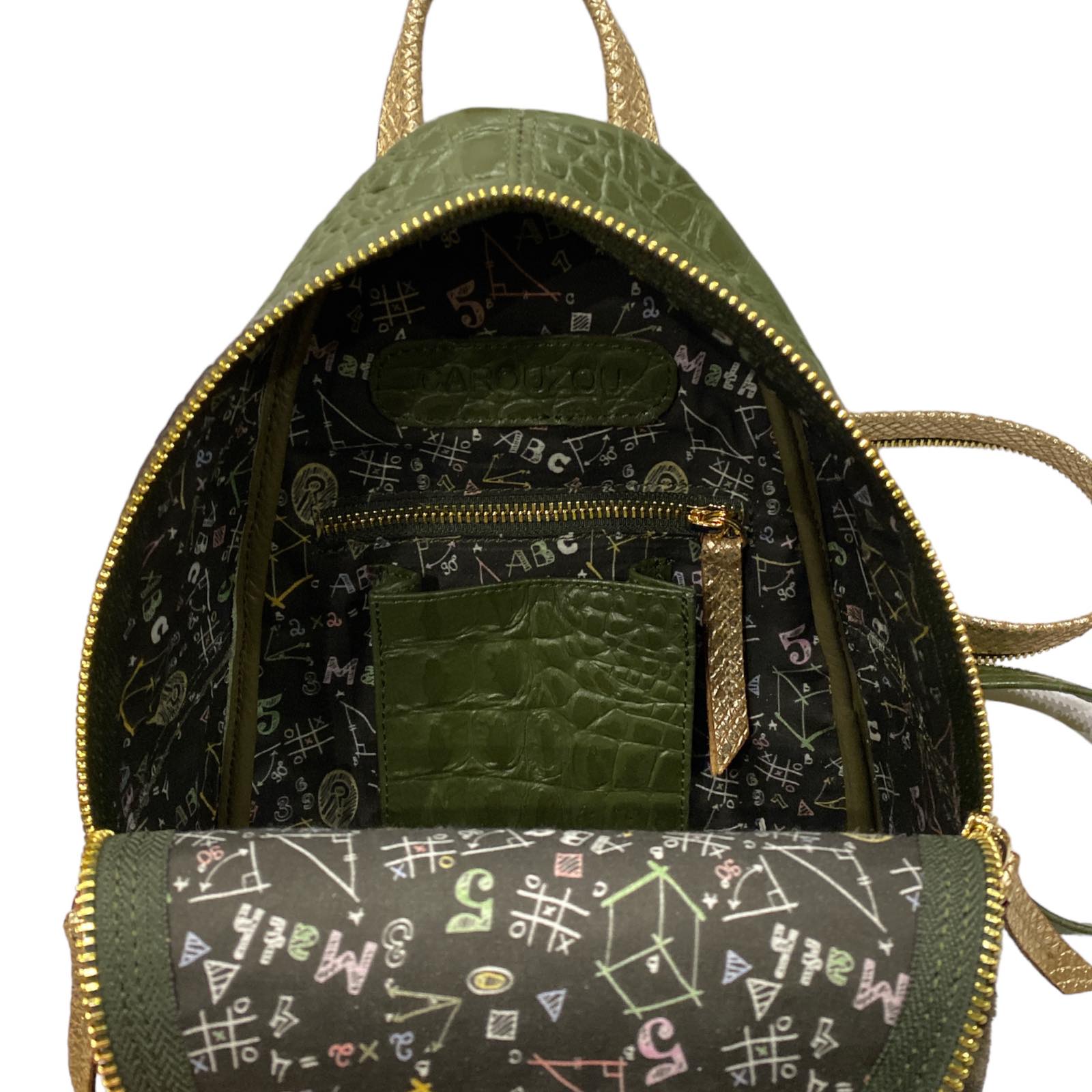 AGAPI SM. OLIVE GREEN 3D LEATHER BACKPACK