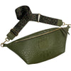 XXL OLIVE GREEN 3D LEATHER STATMENT BELT BAG