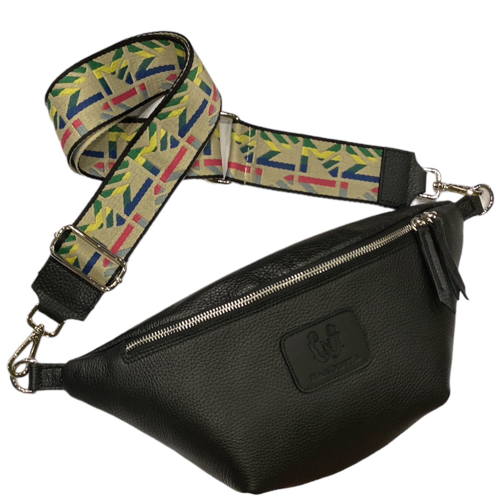 REGULAR.BLACK MINIMAL LEATHER BELT BAG