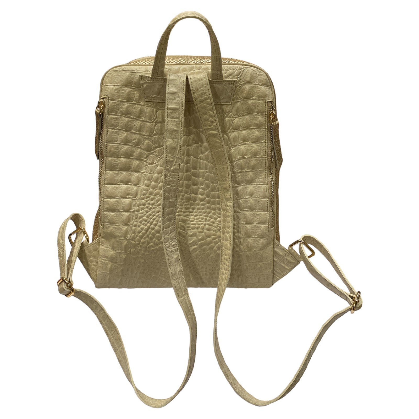 SCOPELOS. BEIGE 3D LEATHER ART BACKPACK