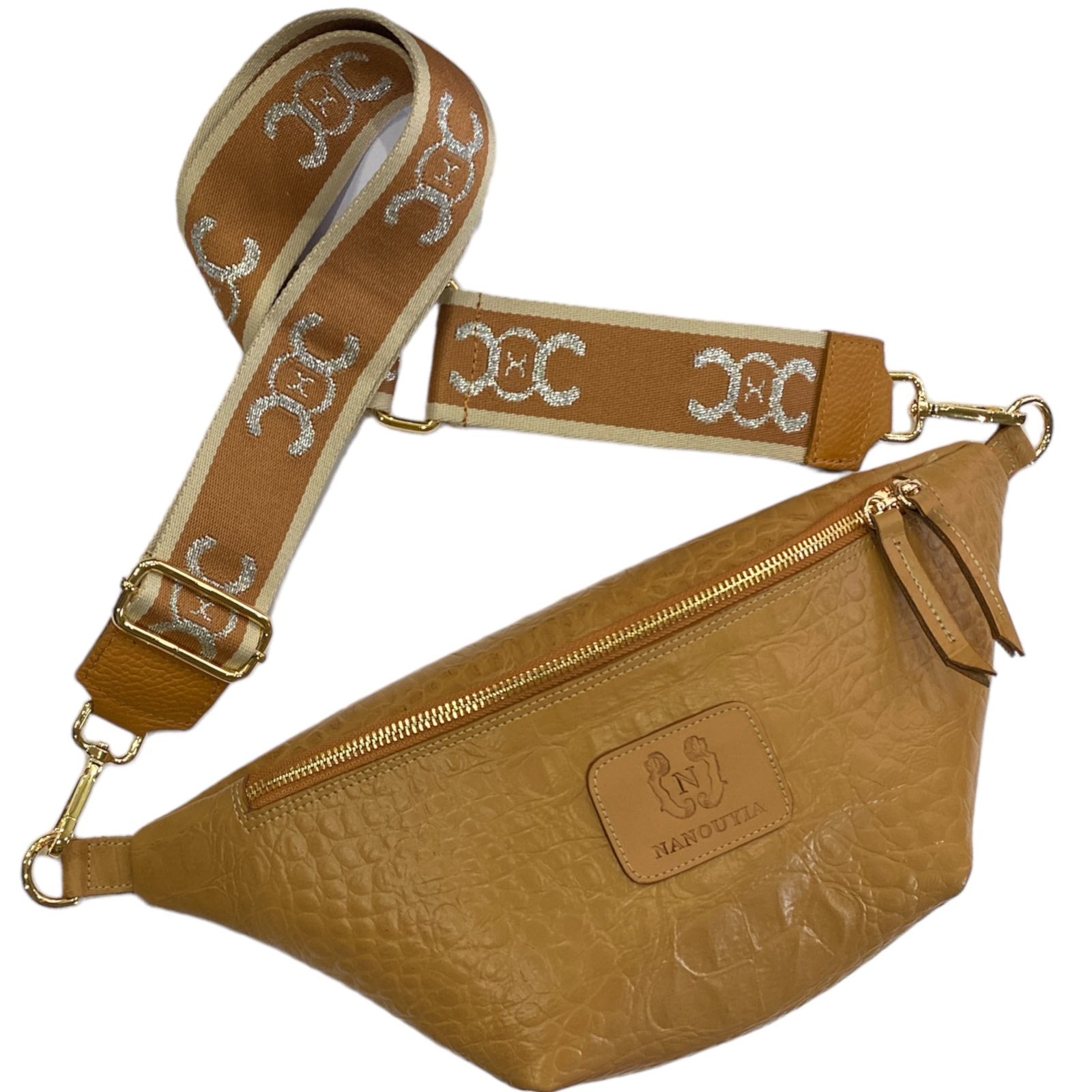 REGURAL. CAMEL 3D LEATHER BELT BAG