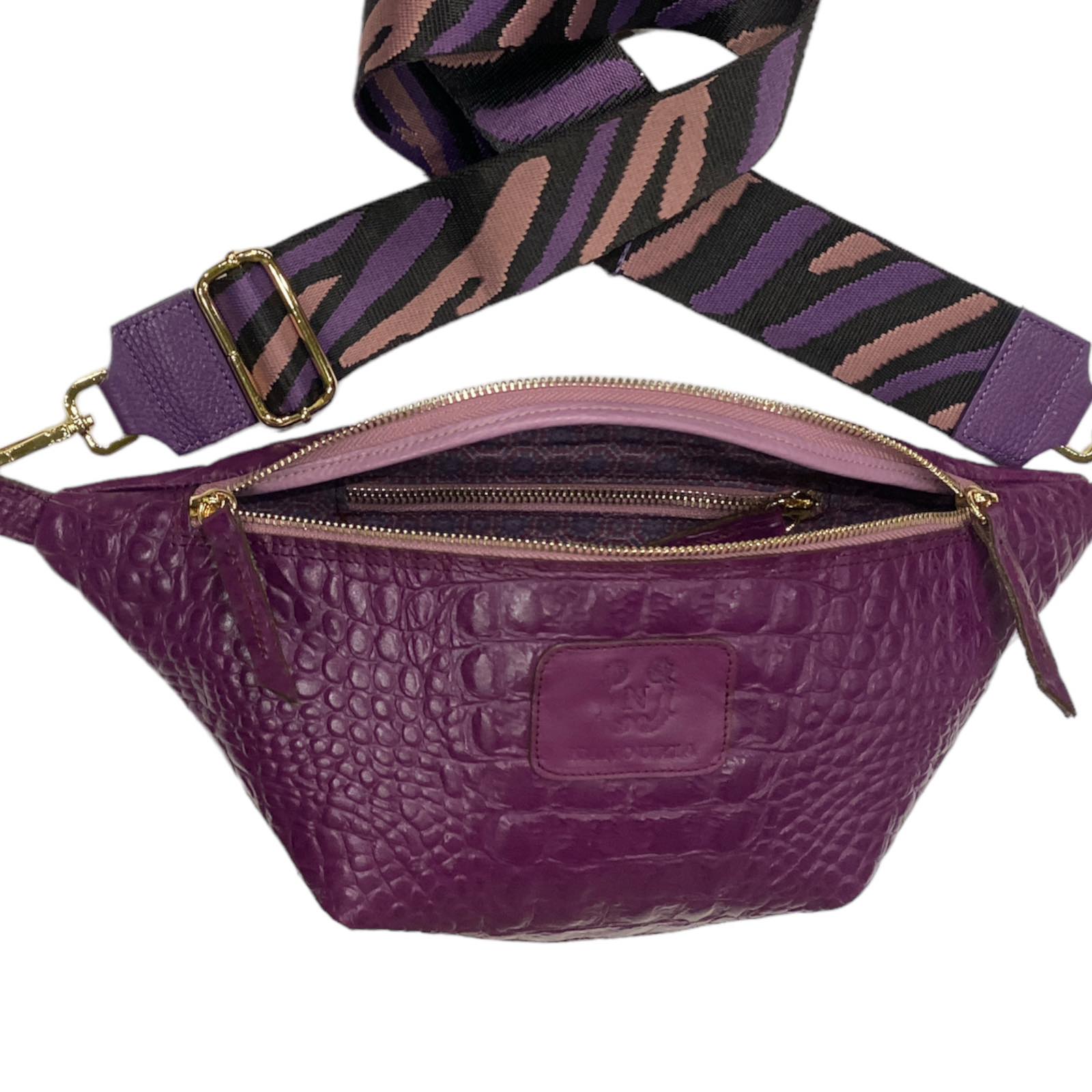 REGURAL. MAGENTA 3D FLASH LEATHER REGURAL BELT BAG