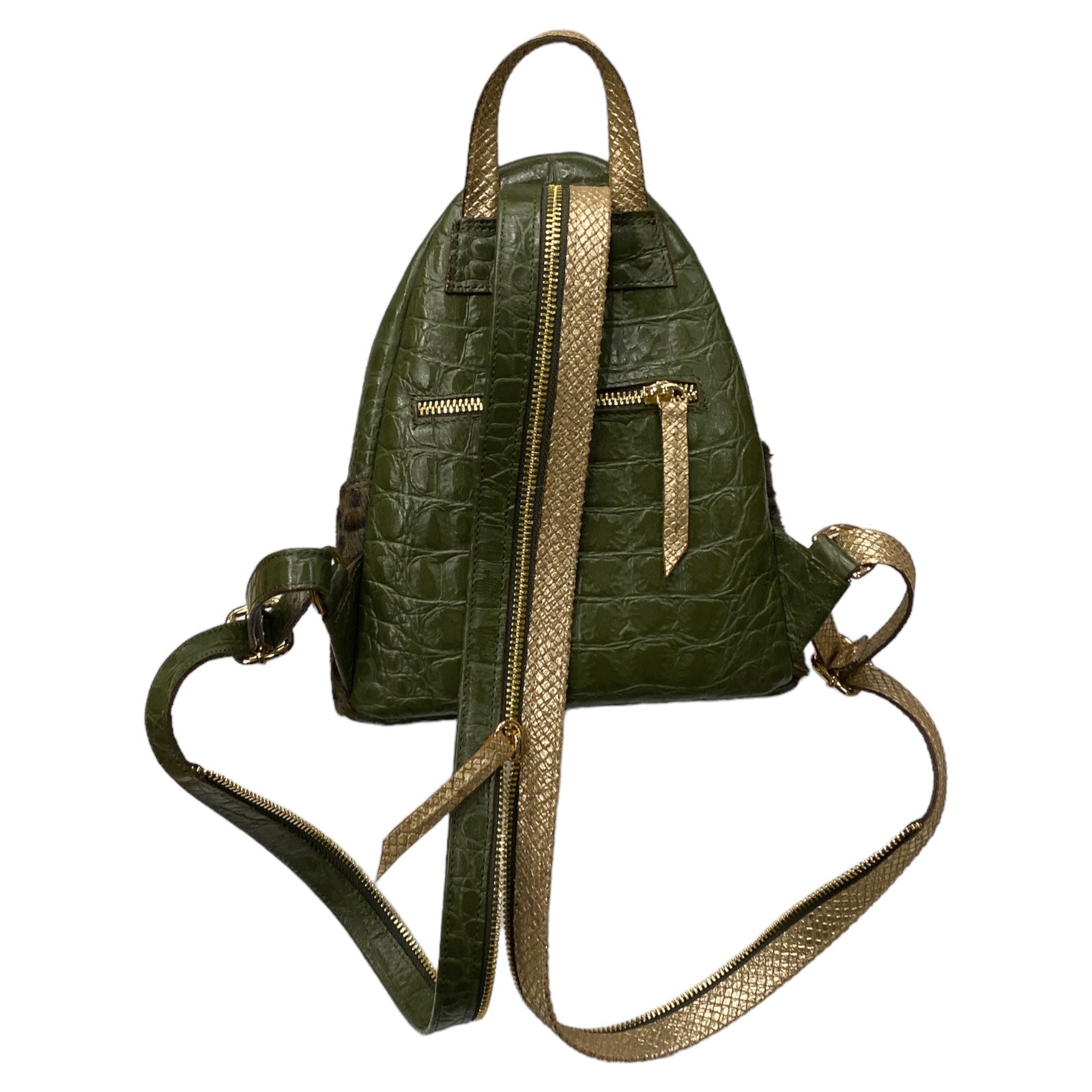 AGAPI SM. OLIVE GREEN 3D LEATHER BACKPACK