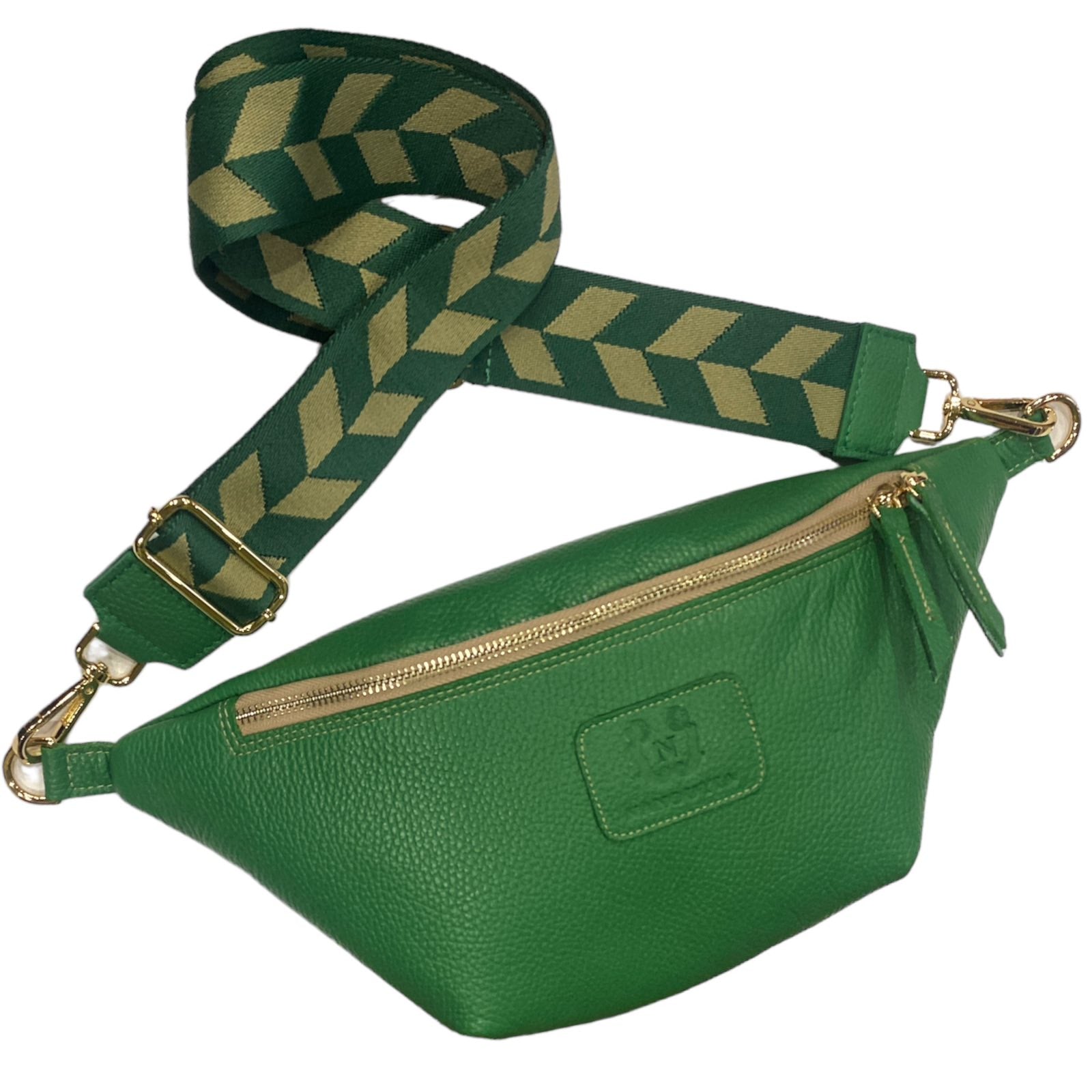 REGULAR.GREEN LEATHER BELT BAG