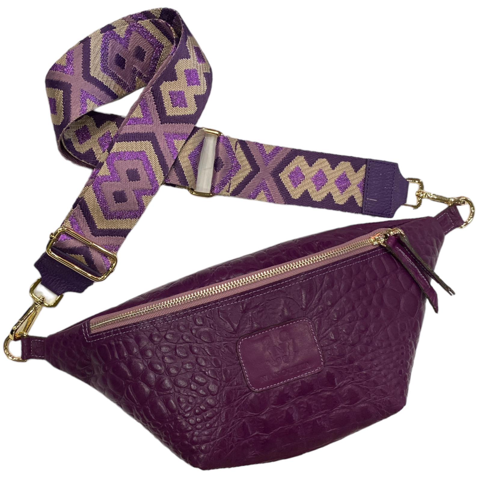 MAGENTA 3D FLASH LEATHER REGURAL BELT BAG