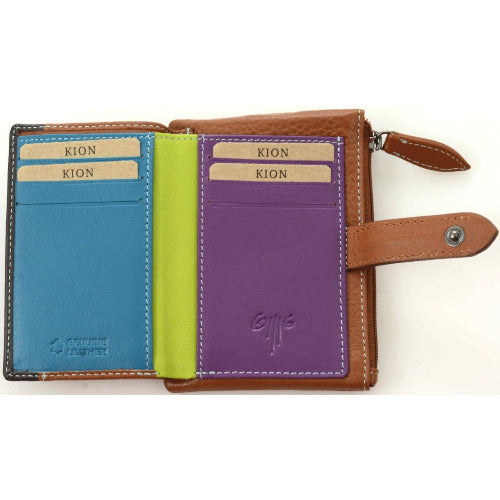 Camel small leather wallet with brown details