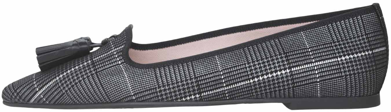 Ella Prince of Wales check suede with soft black leather tassels